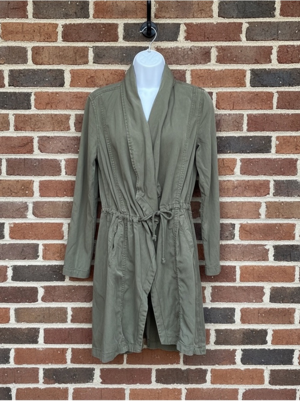 Max Jeans Army Green Open Front Drawstring Waist Slouchy Jacket Size S